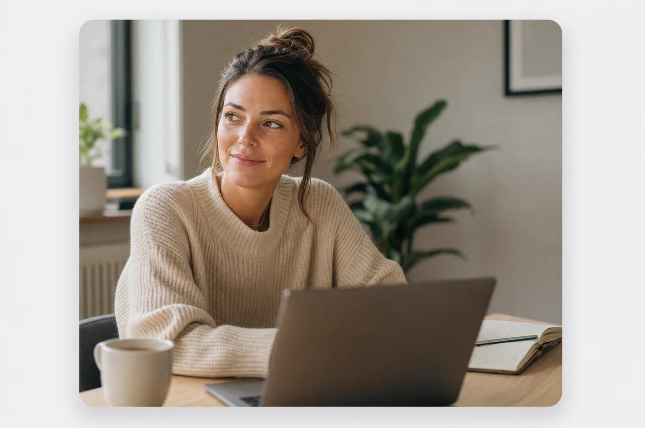 A founder working at her desk, positioning case study